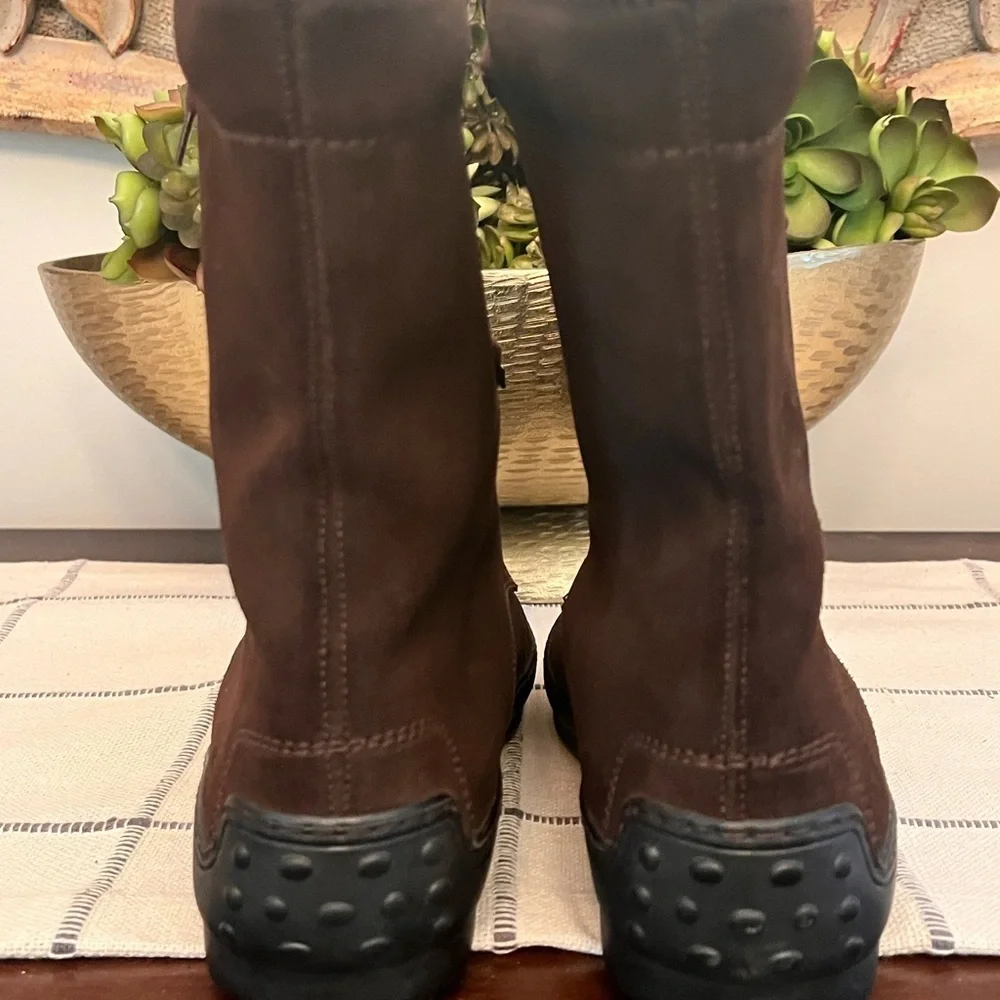 TOD’s Brown Leather Lace Up Boots Size 38.5 Entirely Hand Made EUC Fall Winter